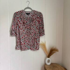 Banana Republic Floral Blouse in Red and White
